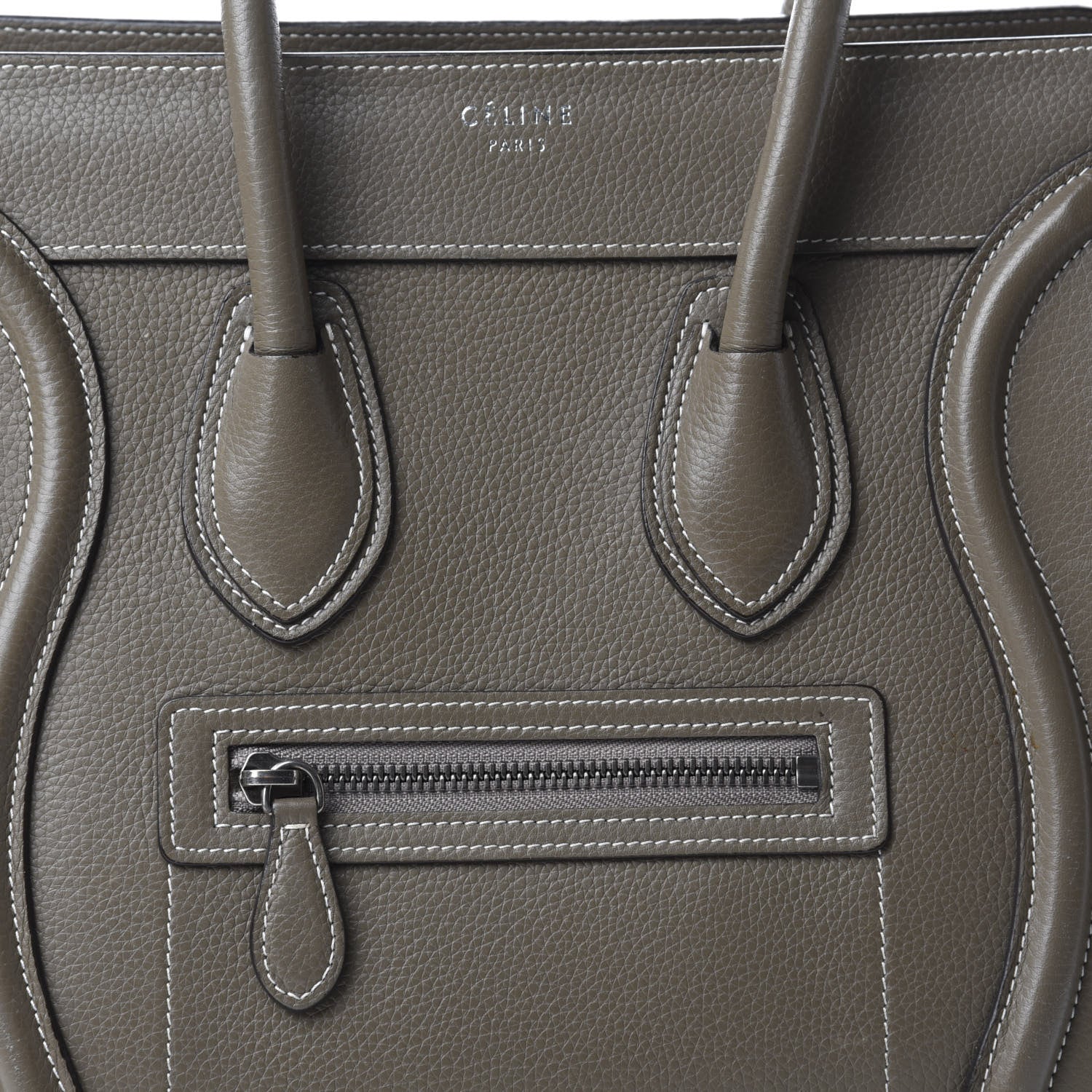Celine Drummed Calfskin Micro Luggage Souris 9 of 9