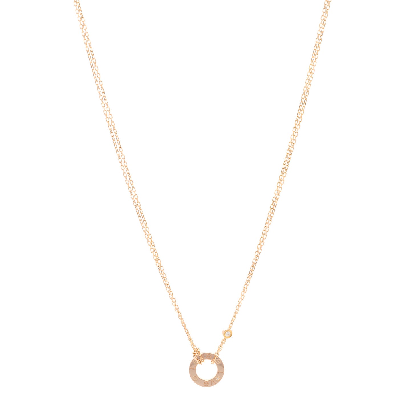 18K Pink Gold 2 Diamond LOVE Necklace