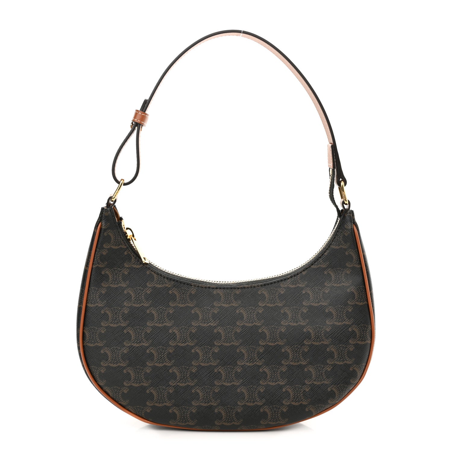 Celine Triomphe Canvas Calfskin Ava Shoulder Bag Tan 1 of 9