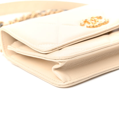 Chanel Goatskin Quilted Chanel 19 Wallet On Chain WOC Light Beige 8 of 10