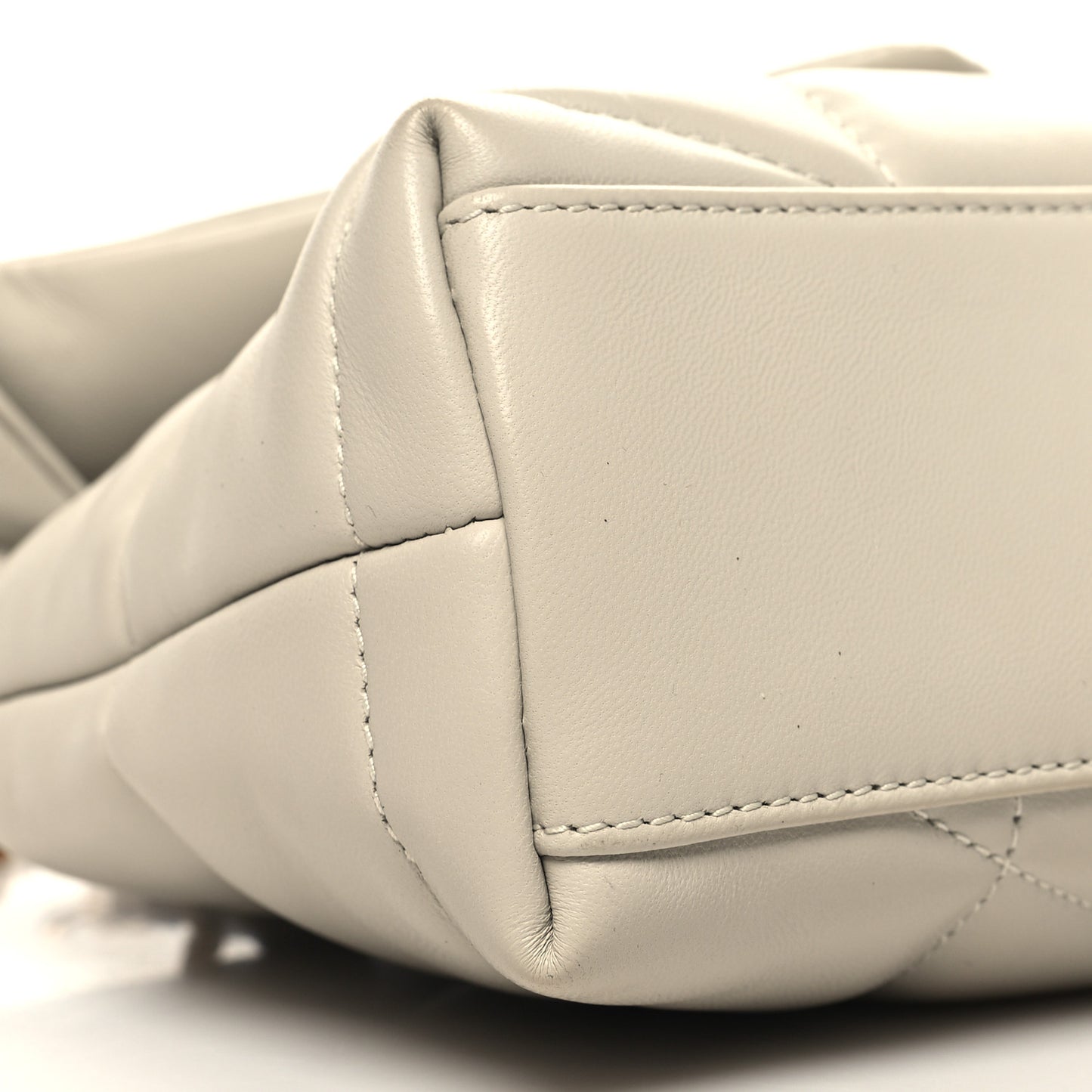 Lambskin Quilted Toy Loulou Puffer Monogram Chain Satchel Crema Soft