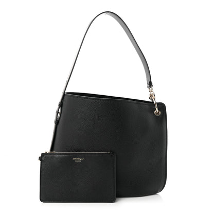 Salvatore Ferragamo Calfskin Minerva Hobo Black 1 of 11