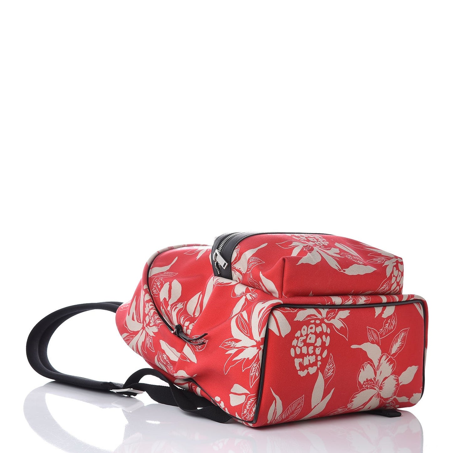 Canvas Hawaiian Hibiscus Print City Backpack Red Ivory