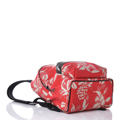 Saint Laurent Canvas Hawaiian Hibiscus Print City Backpack Red Ivory 4 of 9
