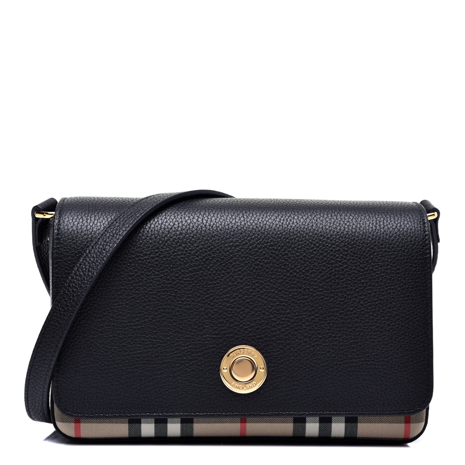 Burberry Grainy Calfskin Vintage Check Hampshire Crossbody Black 1 of 10