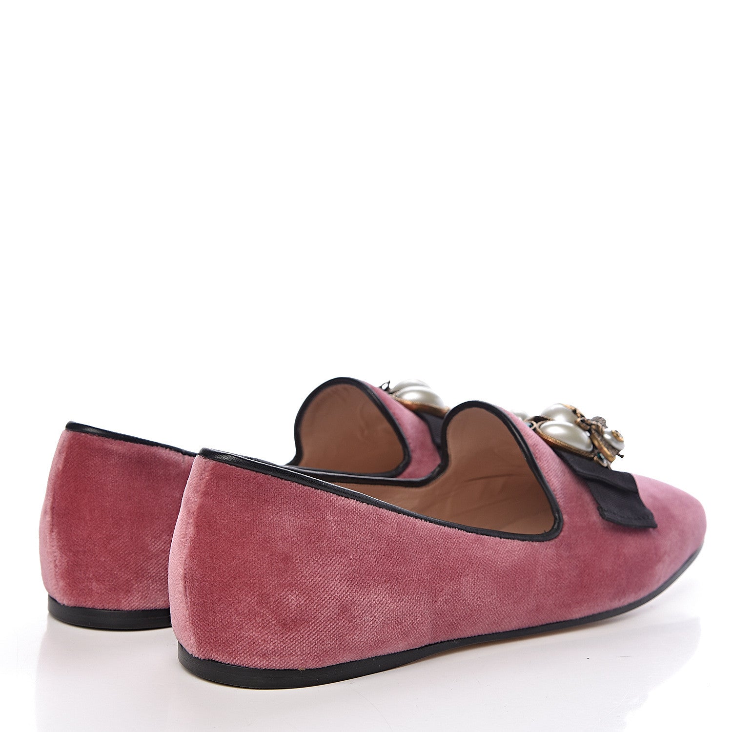 Gucci Velvet Etoile Pearl Embellished Loafers 38 Tibet Red 4 of 8