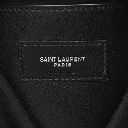 Saint Laurent Calfskin Crocodile Embossed West Hollywood Monogram Fold Over Clutch Black 6 of 7