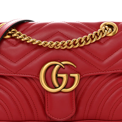 Gucci Calfskin Matelasse Mini GG Marmont Shoulder Bag Hibiscus Red 8 of 12