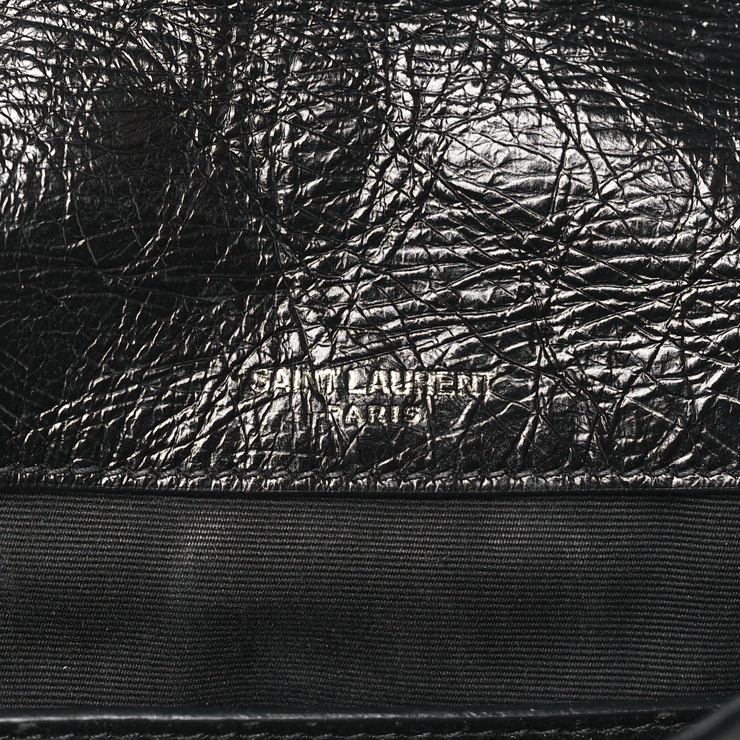 SAINT LAURENT Crinkled Calfskin Matelasse Monogram Baby Niki Chain Satchel Black