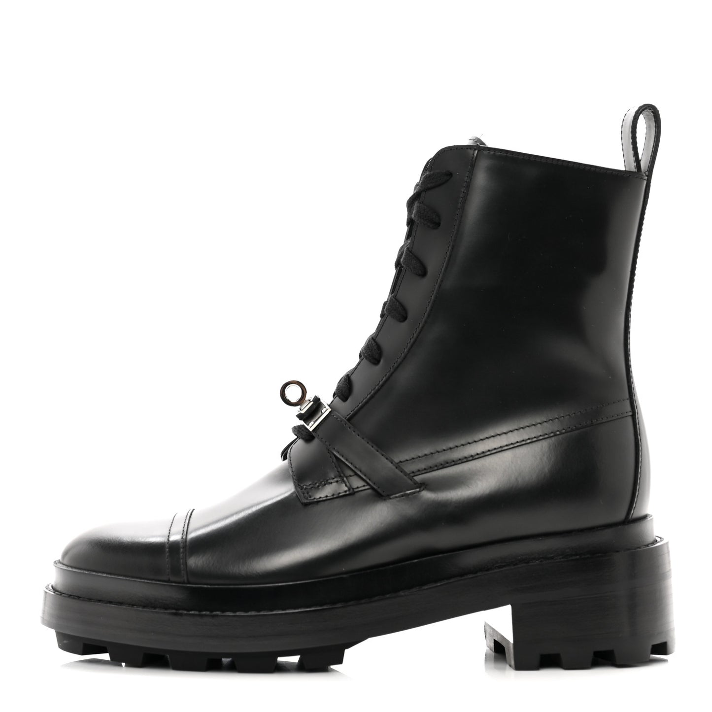 Glossed Calfskin Funk Ankle Boots 36 Black