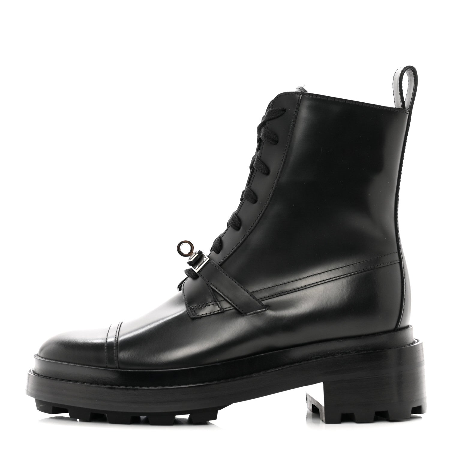 Hermes Glossed Calfskin Funk Ankle Boots 36 Black 1 of 9