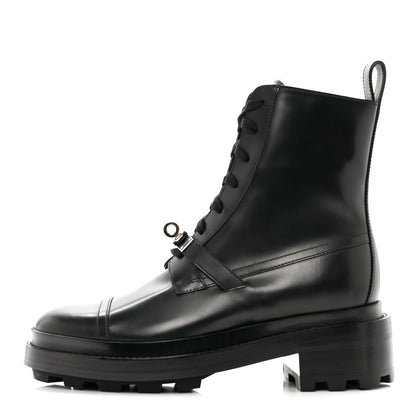 Hermes Glossed Calfskin Funk Ankle Boots 36 Black 1 of 9