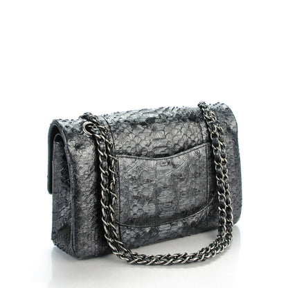 Chanel Embossed Python Medium Double Flap Black 3 of 8