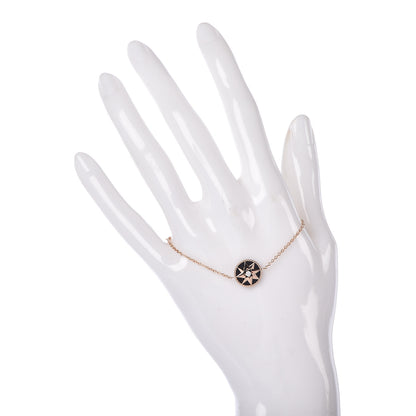 Christian Dior 18K Rose Gold Diamond Black Onyx Rose Des Vents Bracelet 2 of 6