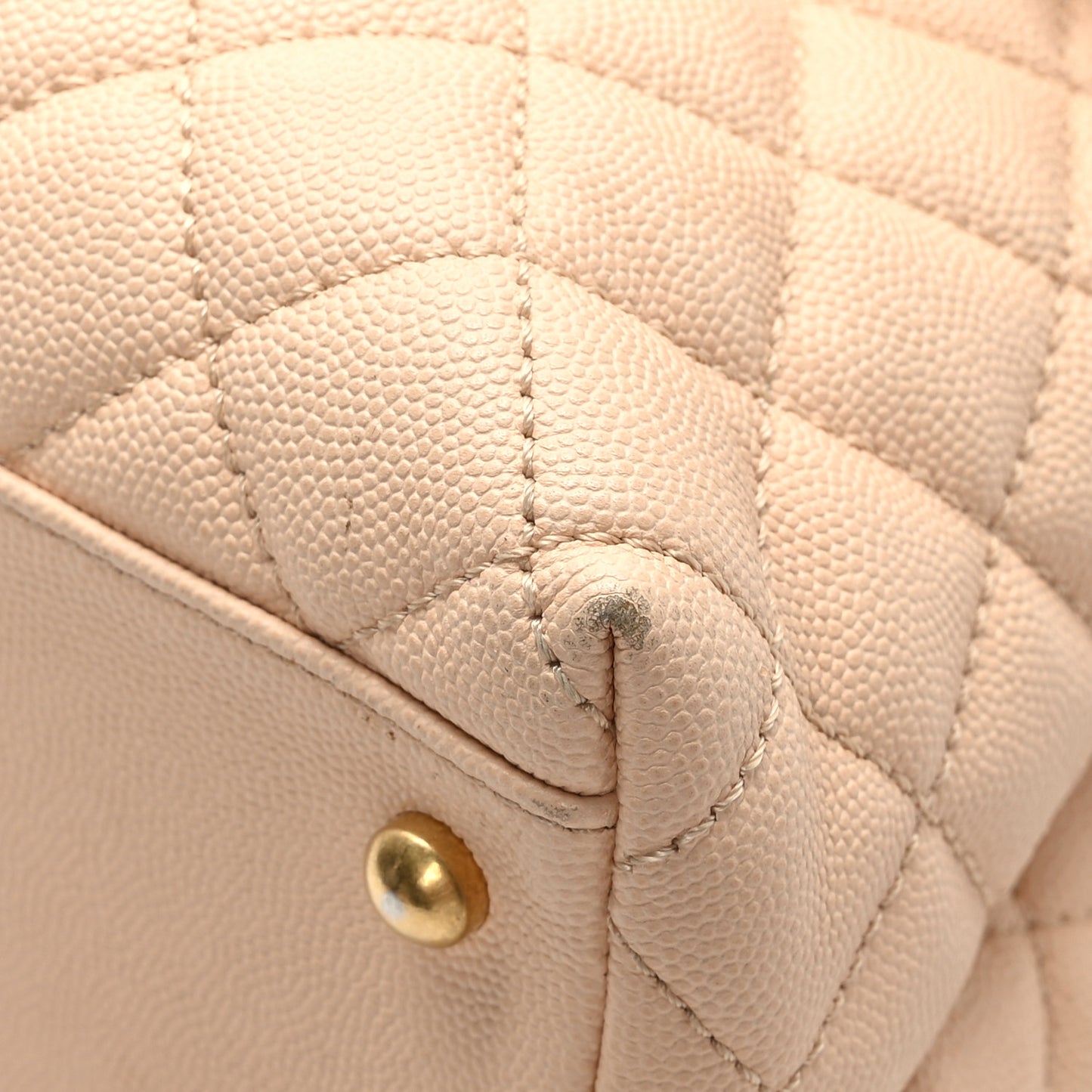 Caviar Quilted Medium Coco Handle Flap Light Beige