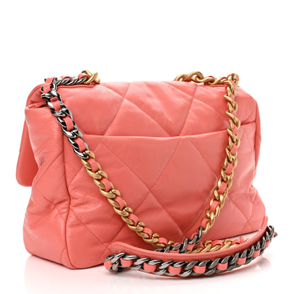 Chanel Goatskin Quilted Large Chanel 19 Flap Coral 3 of 10