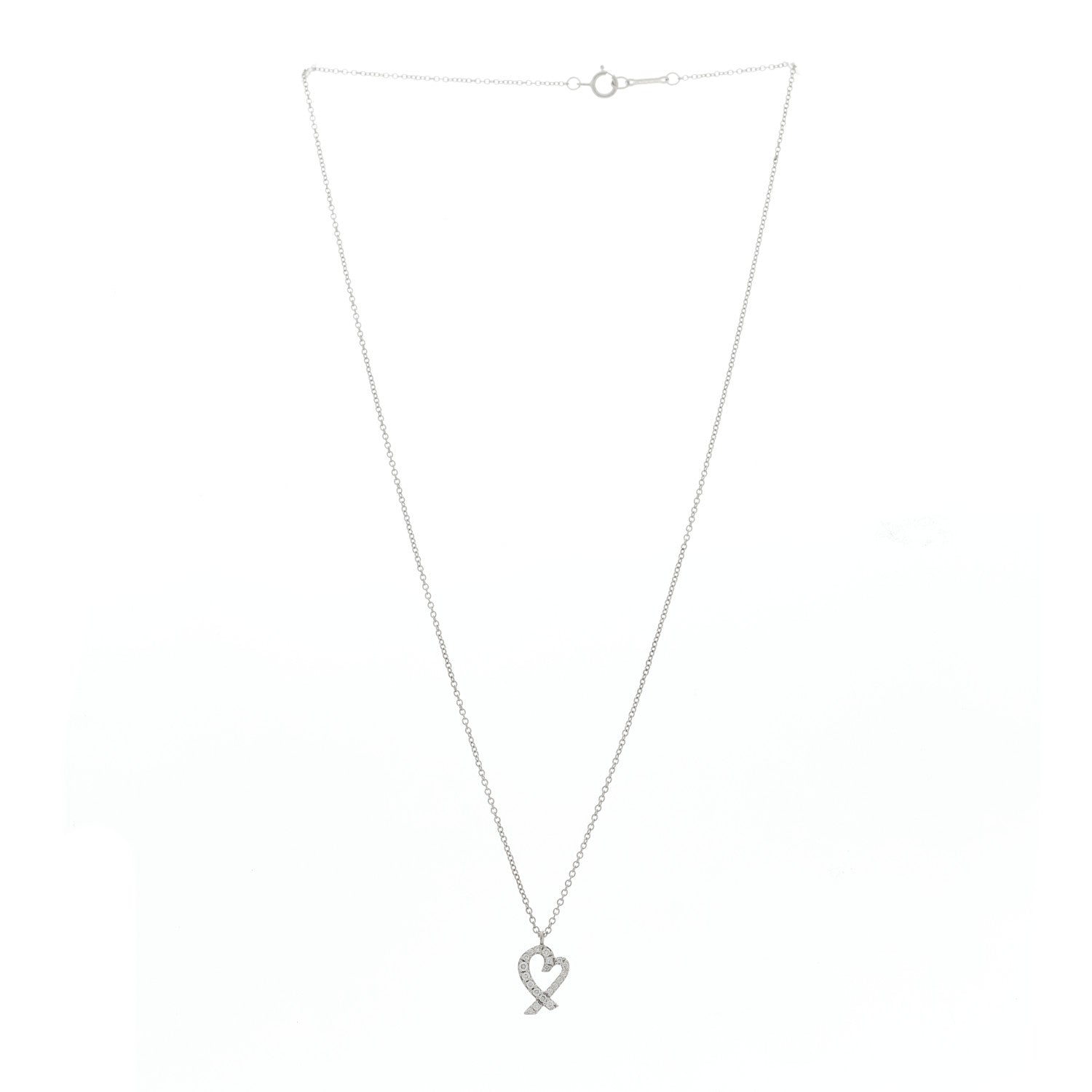 Tiffany 18K White Gold Diamond Mini Paloma Picasso Loving Heart Pendant Necklace 3 of 6