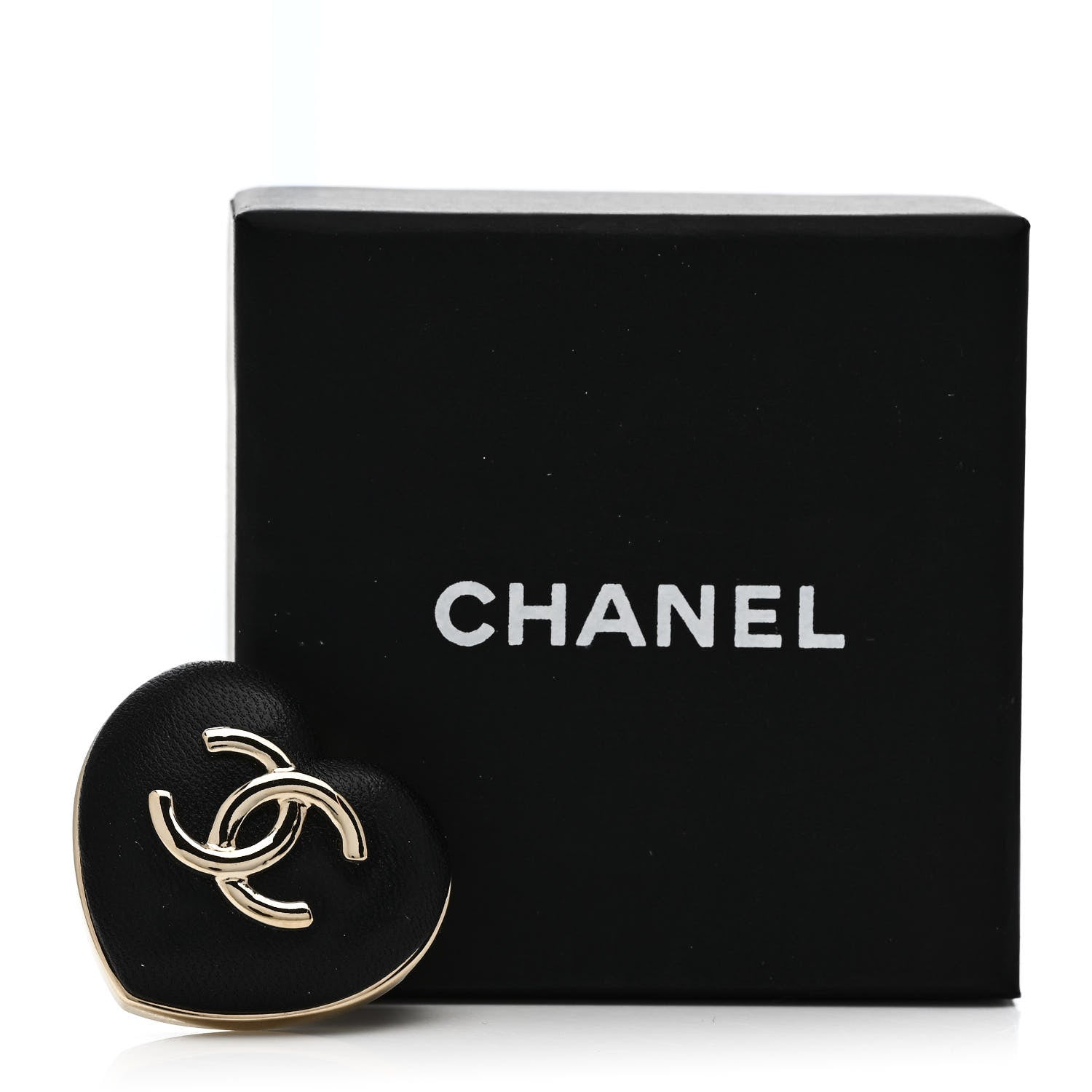 Chanel Lambskin CC Heart Brooch Gold Black 4 of 4