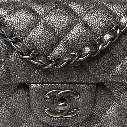 Chanel Metallic Caviar Quilted Mini Rectangular Flap Dark Silver 9 of 11