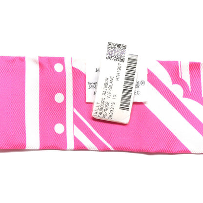 Hermes Silk Faubourg Rainbow Twilly Rose Vif White 4 of 4