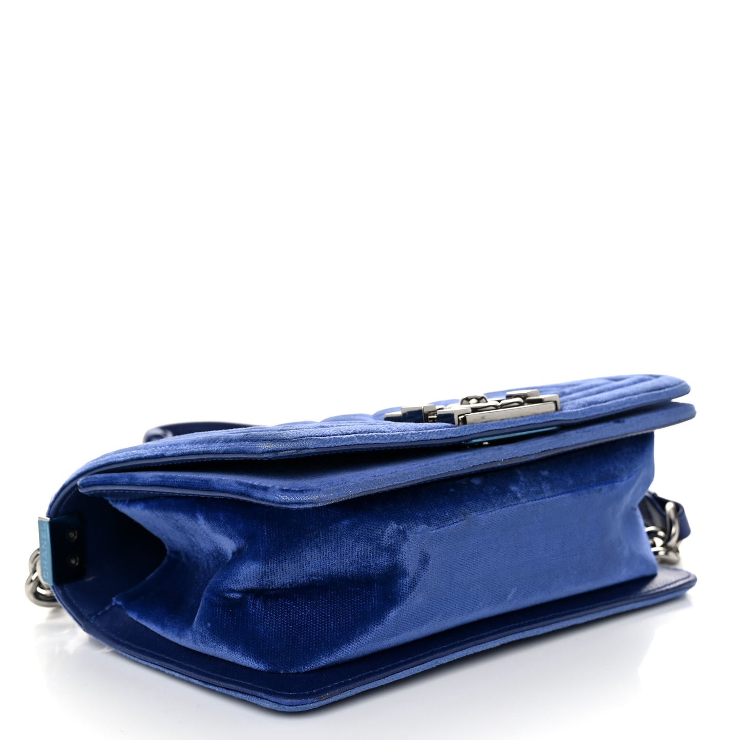 Velvet Quilted Small Boy Flap Blue