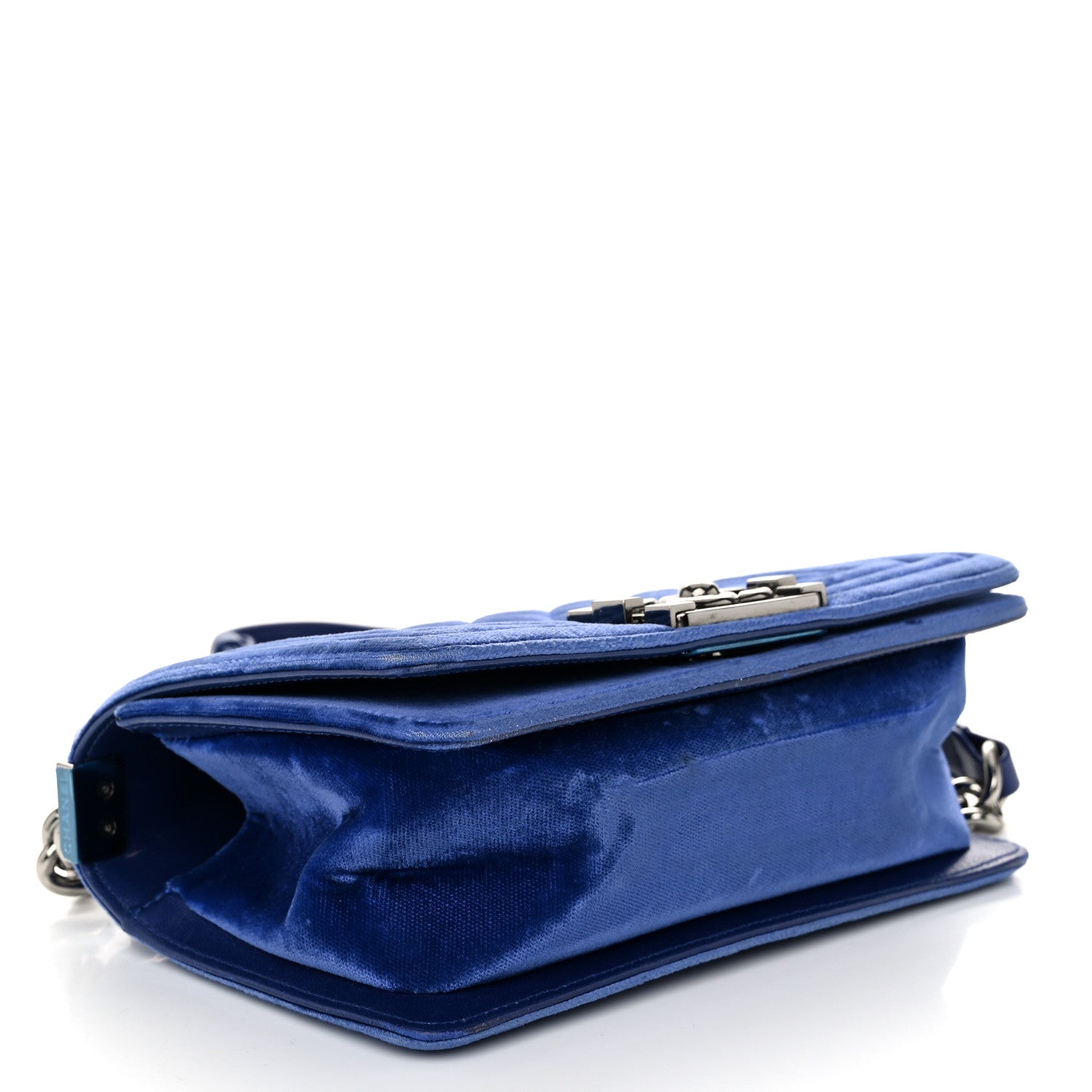 Chanel Velvet Quilted Small Boy Flap Blue 4 of 10