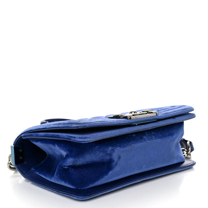 Chanel Velvet Quilted Small Boy Flap Blue 4 of 10