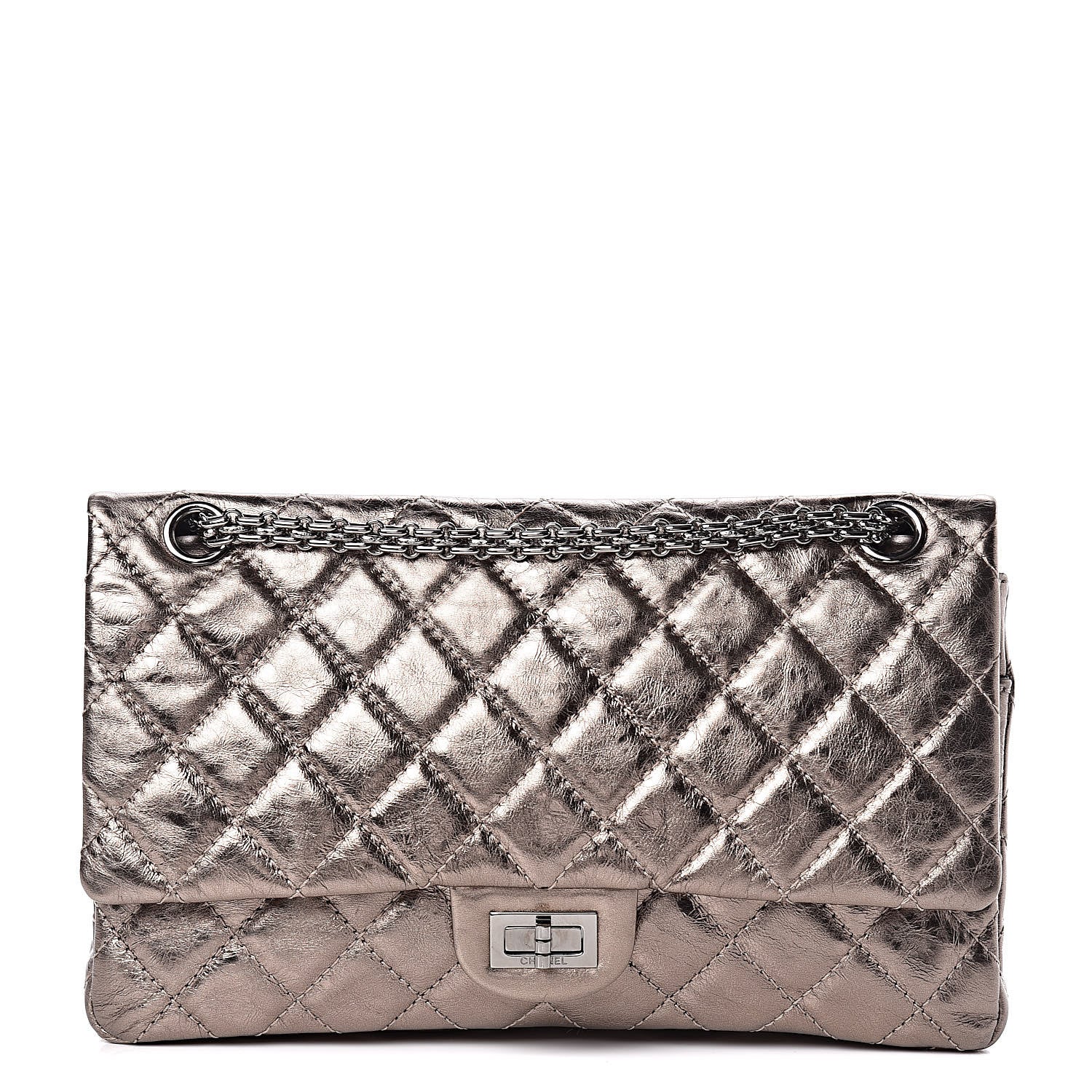 Chanel Metallic Aged Calfskin Quilted 2.55 Reissue 226 Flap Pewter 1 of 13