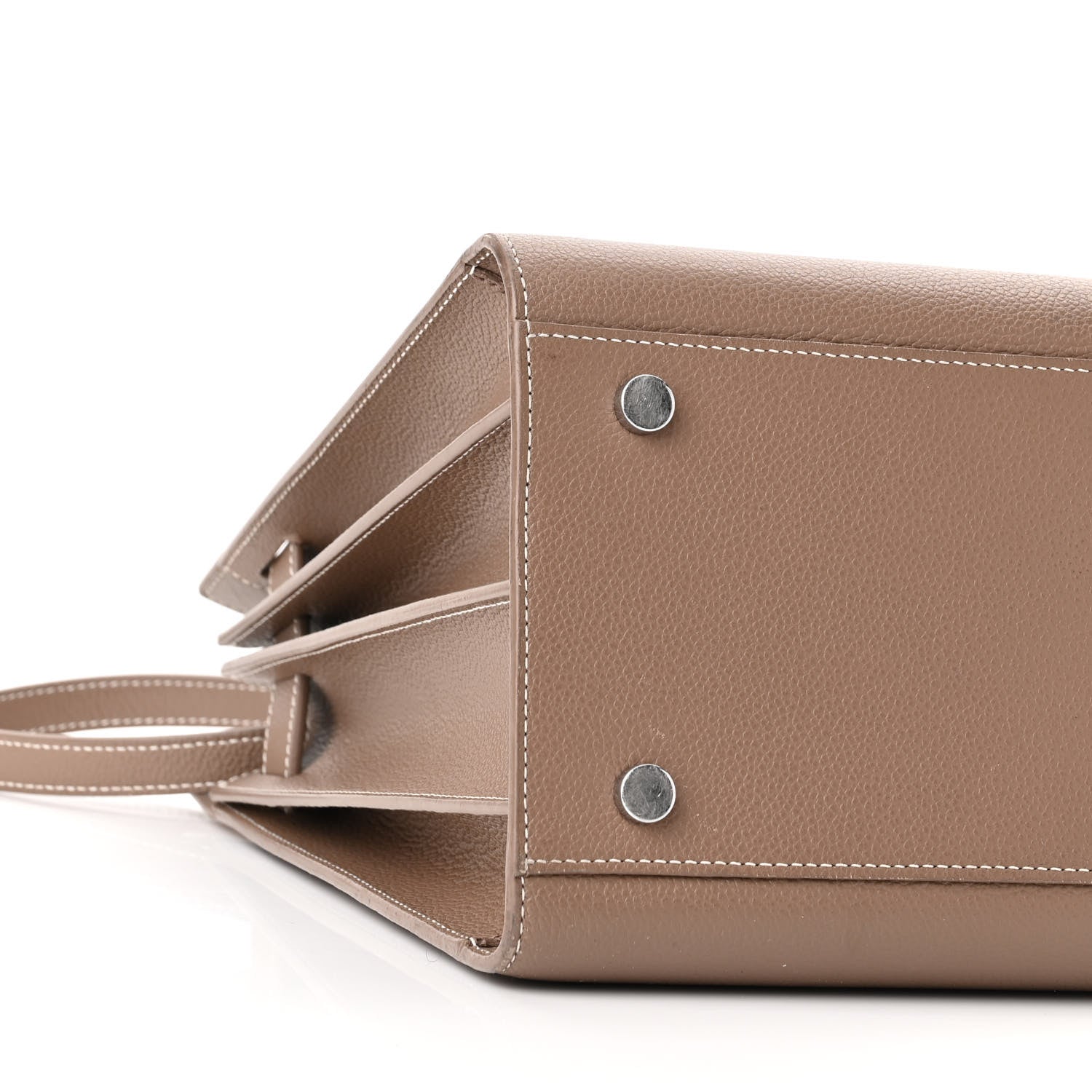 Saint Laurent Grained Calfskin Topstitch Small Classic Sac De Jour Taupe 8 of 17
