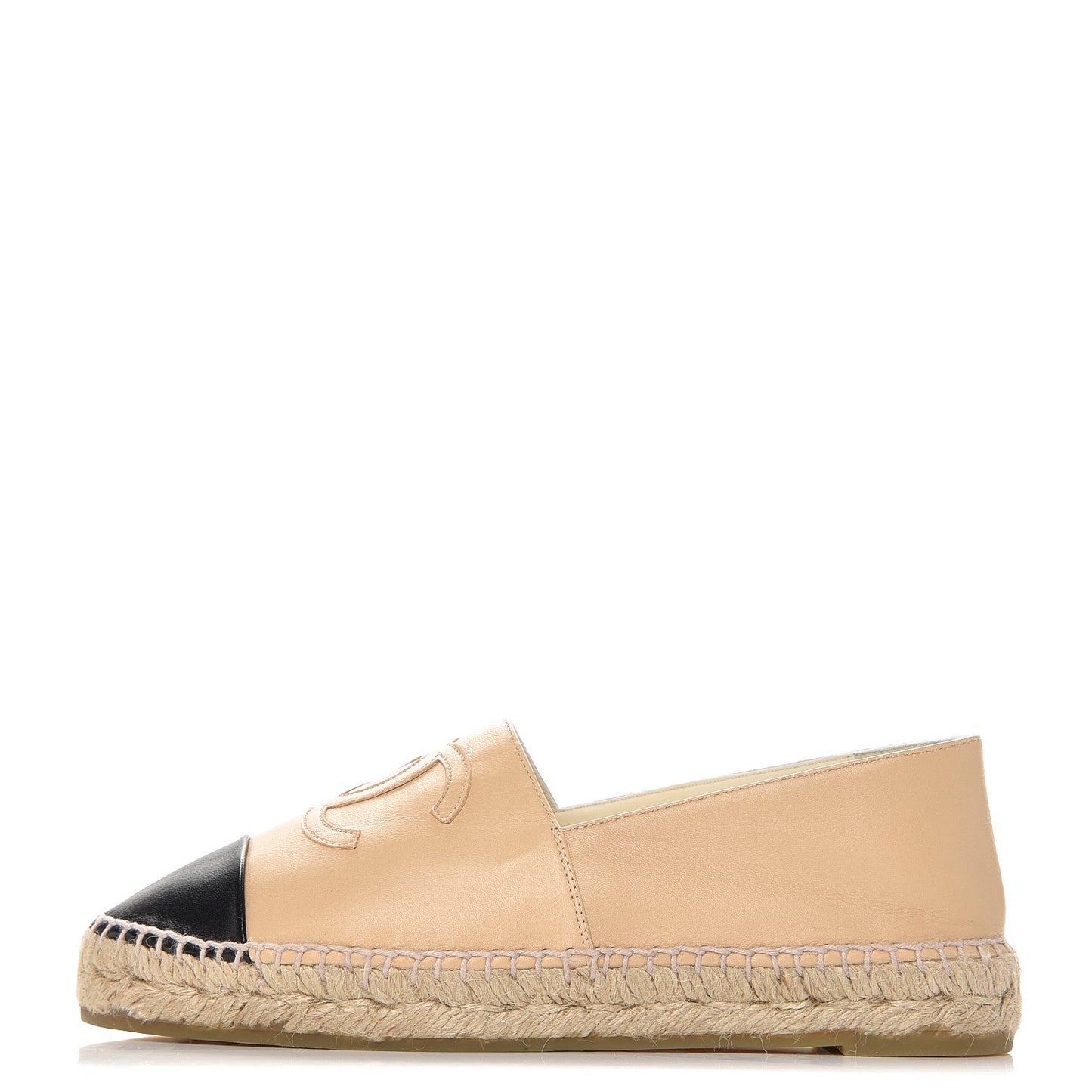 Lambskin CC Espadrilles 37 Beige Black