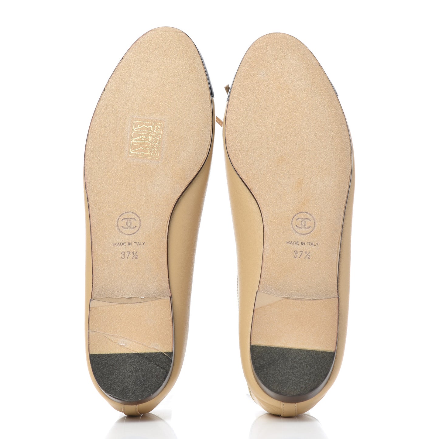 Lambskin Cap Toe CC Ballerina Flats 37.5 Beige Black