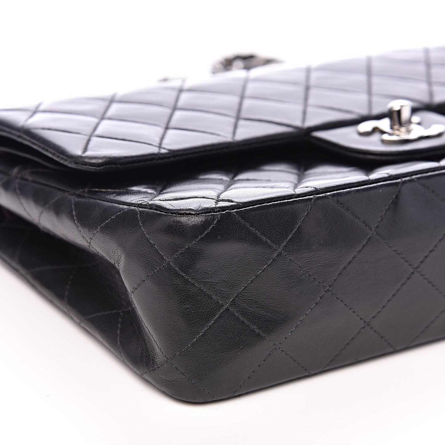 Lambskin Quilted Medium Double Flap Black