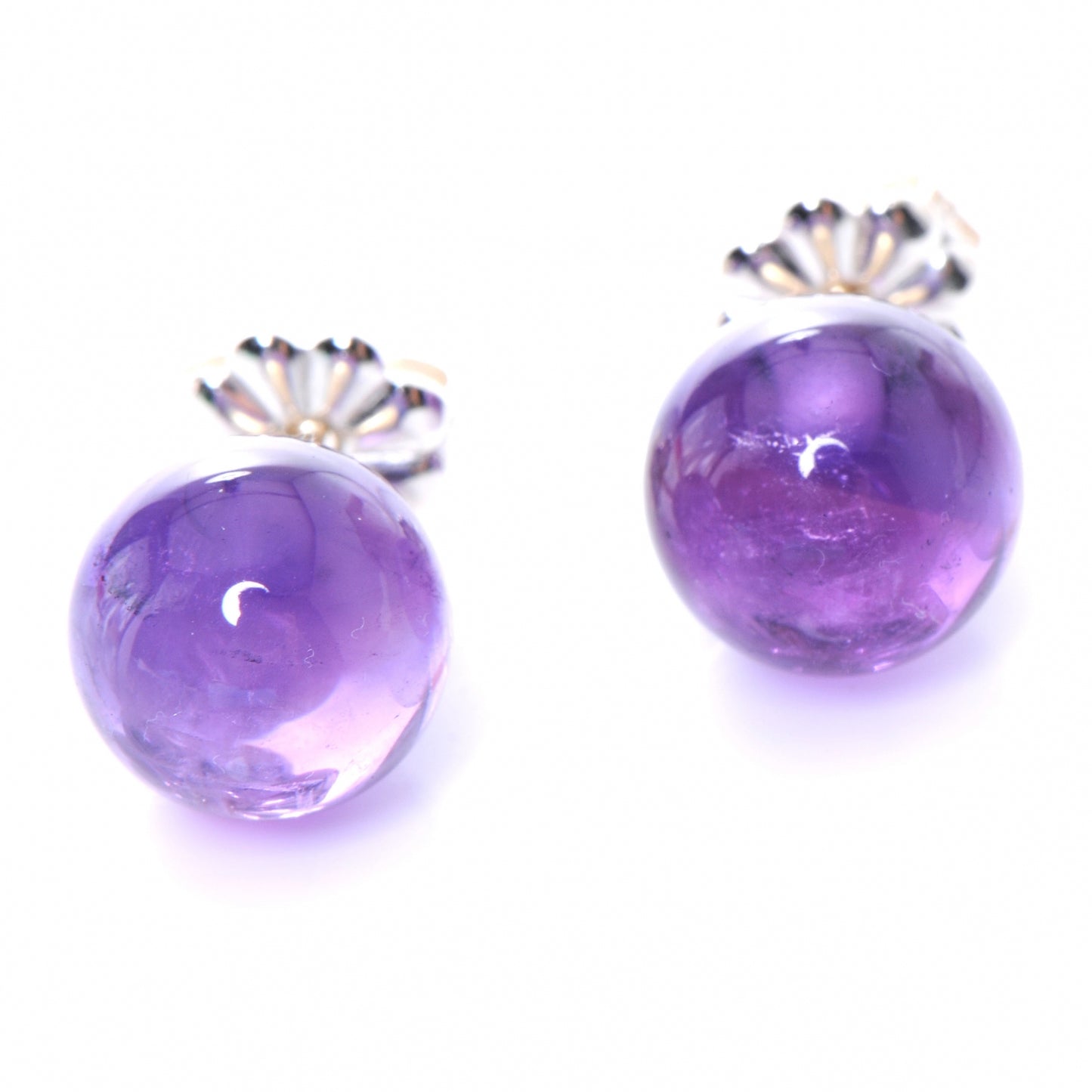 Sterling Silver Amethyst Bead Earrings