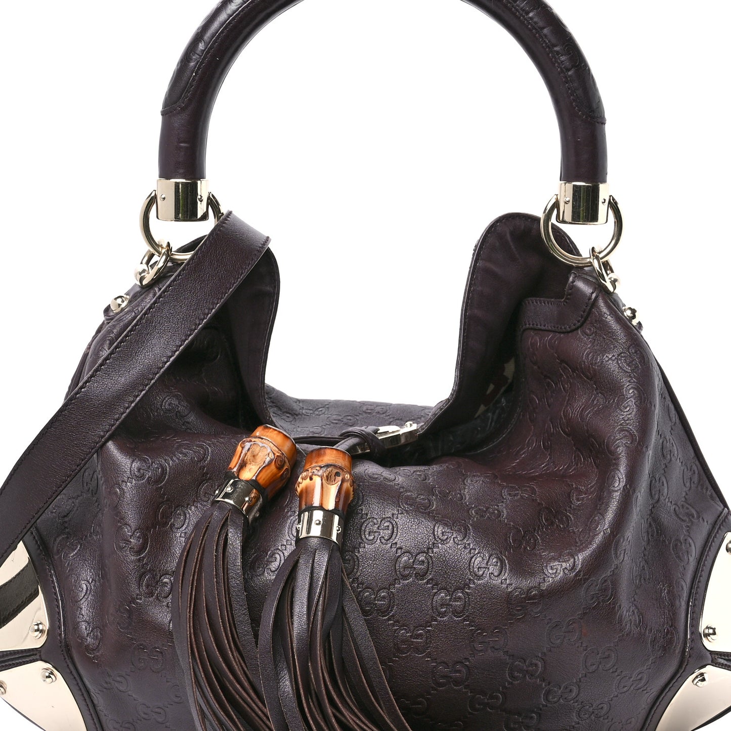 Guccissima Medium Indy Top Handle Hobo Dark Brown