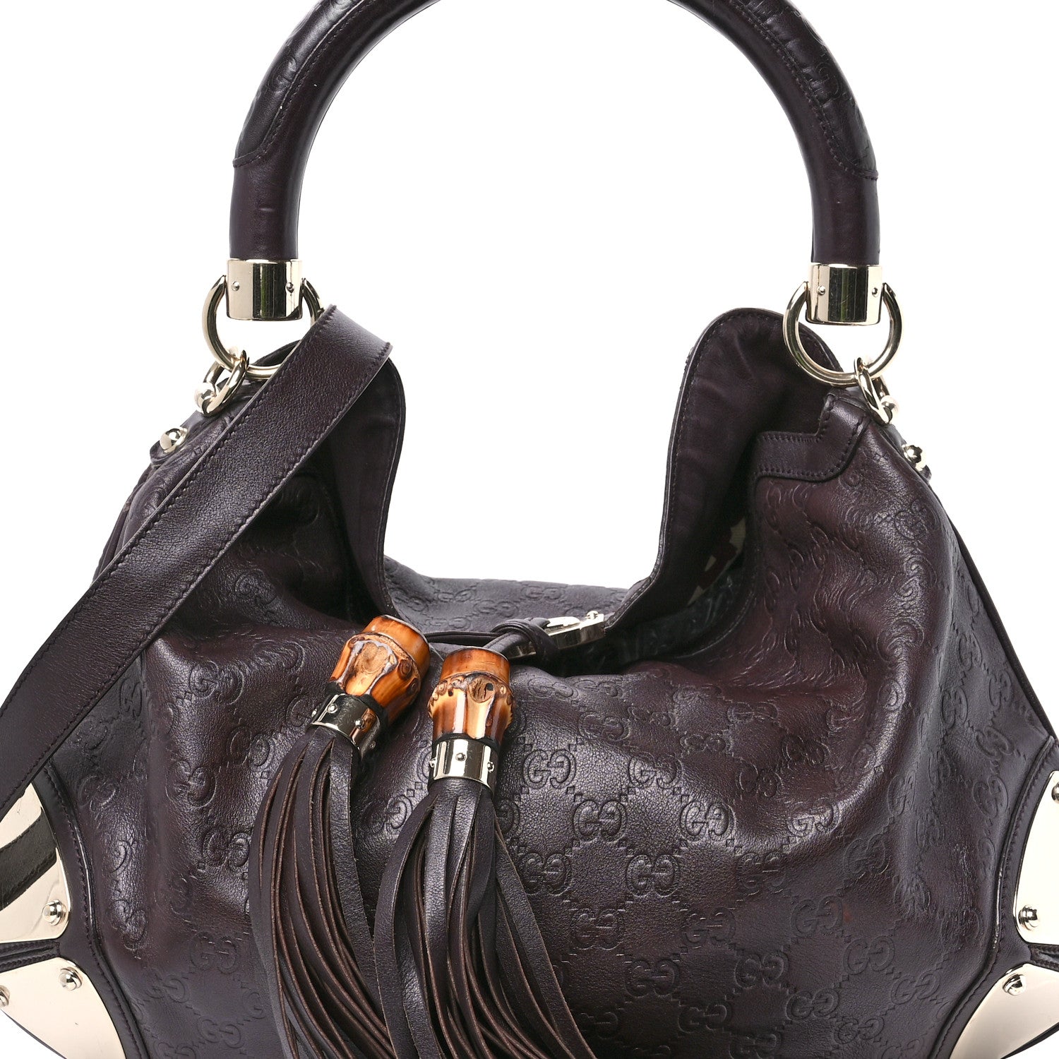 Gucci Guccissima Medium Indy Top Handle Hobo Dark Brown 8 of 11