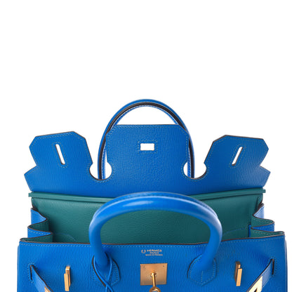 Hermes Chevre Mysore Horseshoe Birkin 30 Bleu Hydra Bleu Paon 14 of 34