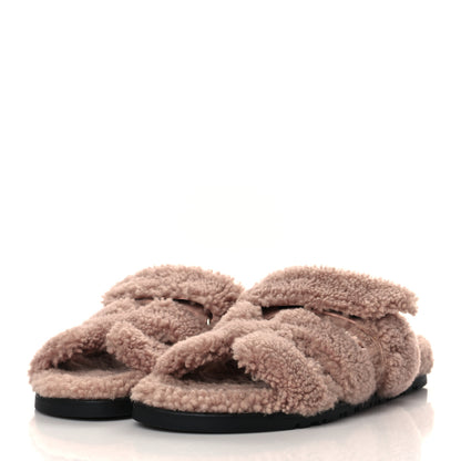 Hermes Woolskin Womens Chypre Sandals 36 Bois De Santal 3 of 8