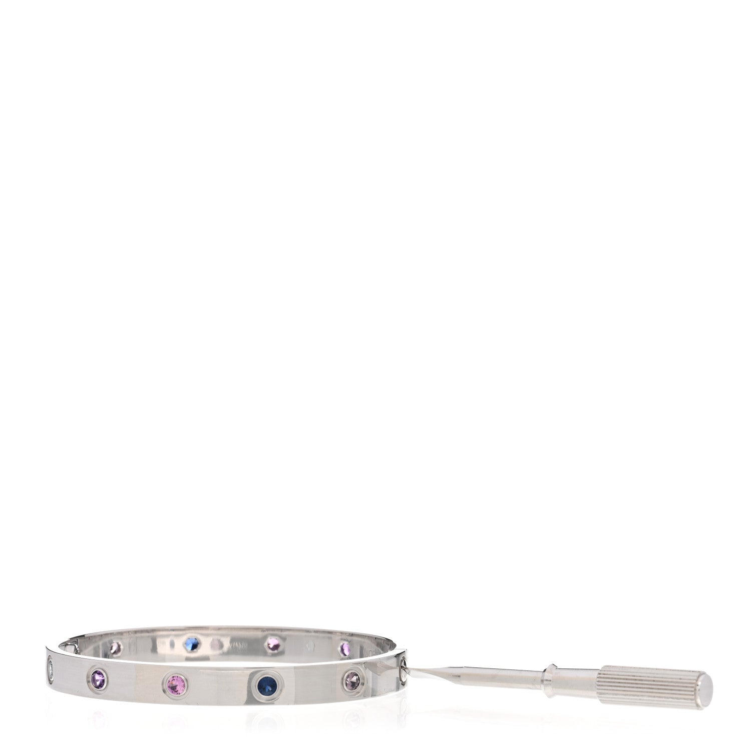 Cartier 18K White Gold Aquamarine Sapphire Spinel Amethyst LOVE Bracelet 16 3 of 5