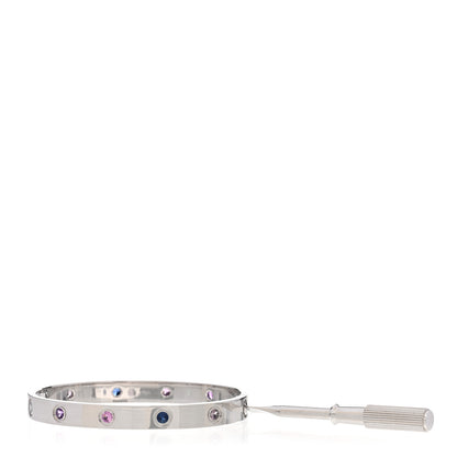 Cartier 18K White Gold Aquamarine Sapphire Spinel Amethyst LOVE Bracelet 16 3 of 5