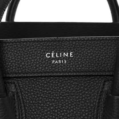 Celine Drummed Calfskin Nano Luggage Black 6 of 11