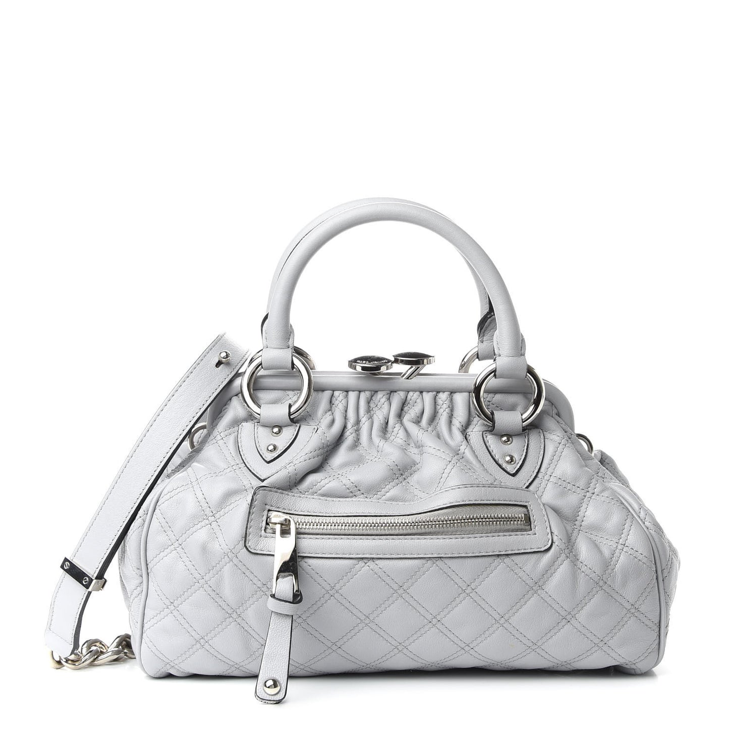 Calfskin Quilted Stam Light Gray