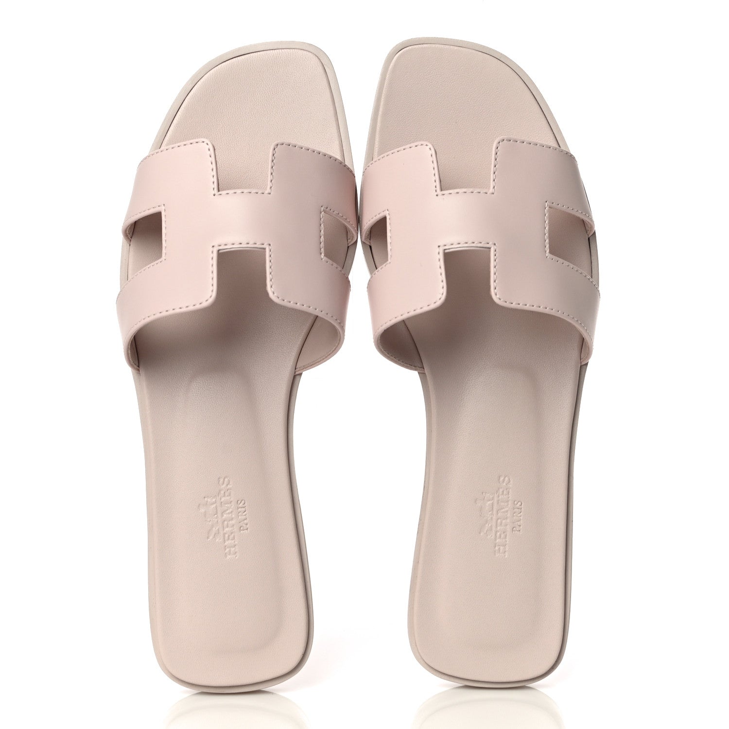 Hermes Box Calfskin Oran Sandals 37 Rose Pale 5 of 12