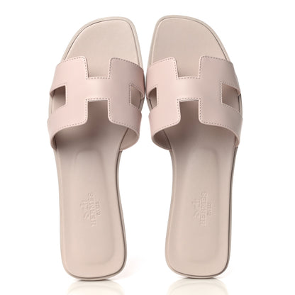 Hermes Box Calfskin Oran Sandals 37 Rose Pale 5 of 12