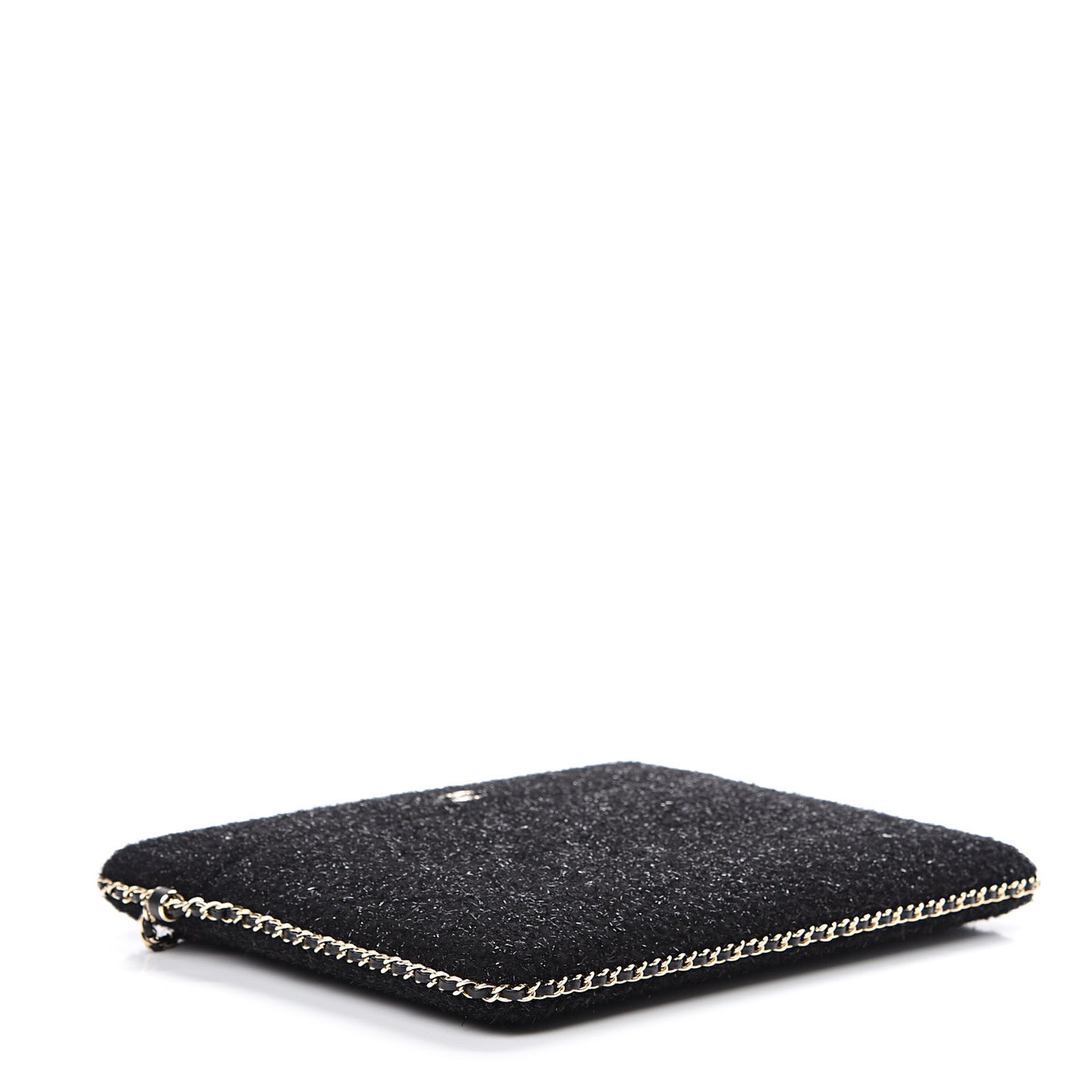 Tweed Chain Around Tablet Holder Crossbody Black