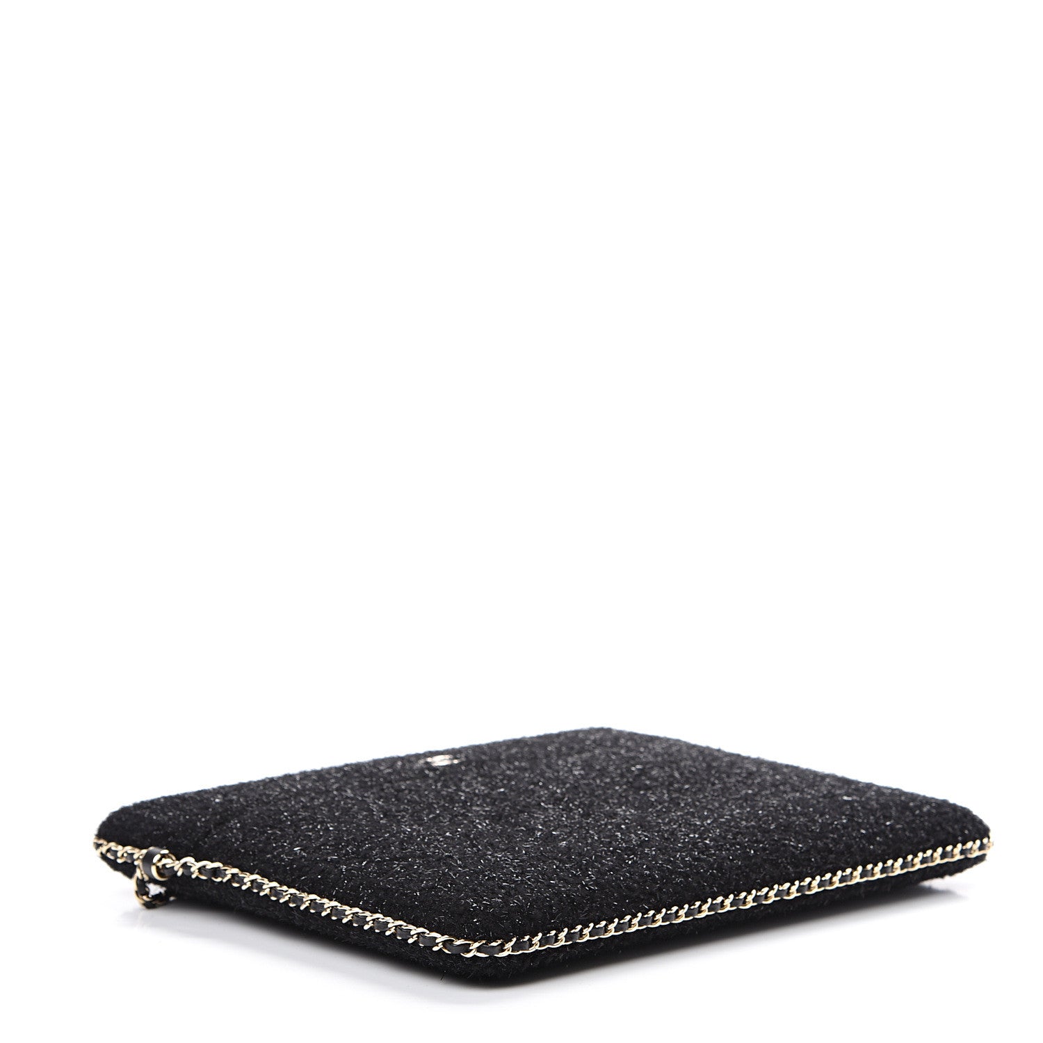 Chanel Tweed Chain Around Tablet Holder Crossbody Black 3 of 10