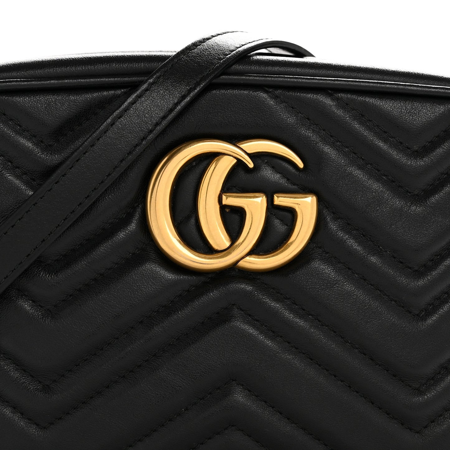 Calfskin Matelasse Small GG Marmont Chain Shoulder Bag Black