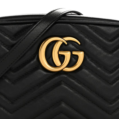 Gucci Calfskin Matelasse Small GG Marmont Chain Shoulder Bag Black 8 of 12