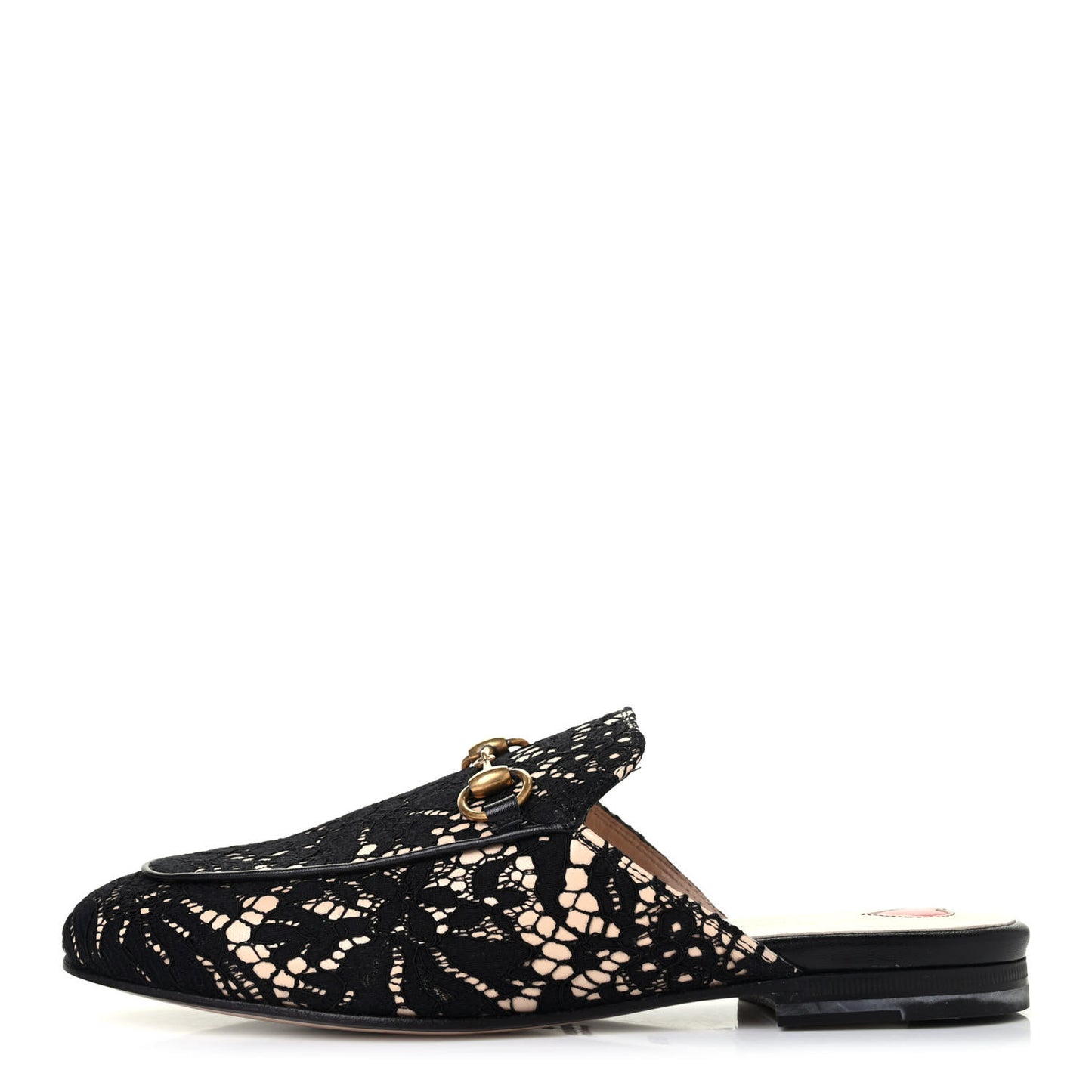 Lace Malaga Kid Womens Princetown Slippers 35.5 Black Skin Rose