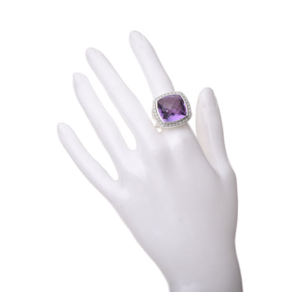 David Yurman Sterling Silver Diamond Amethyst 17mm Albion Ring 54 7 2 of 5
