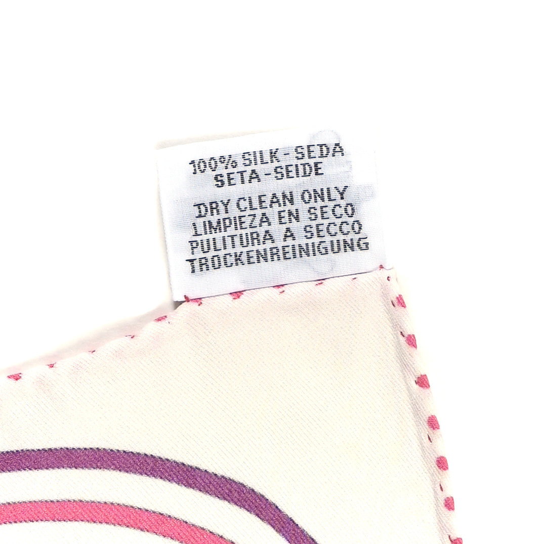 Silk Carres Volants Scarf 70 White Violet Orange